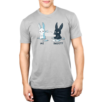 A Me vs. Anxiety t-shirt from TeeTurtle with a rabbit and a bunny on it.