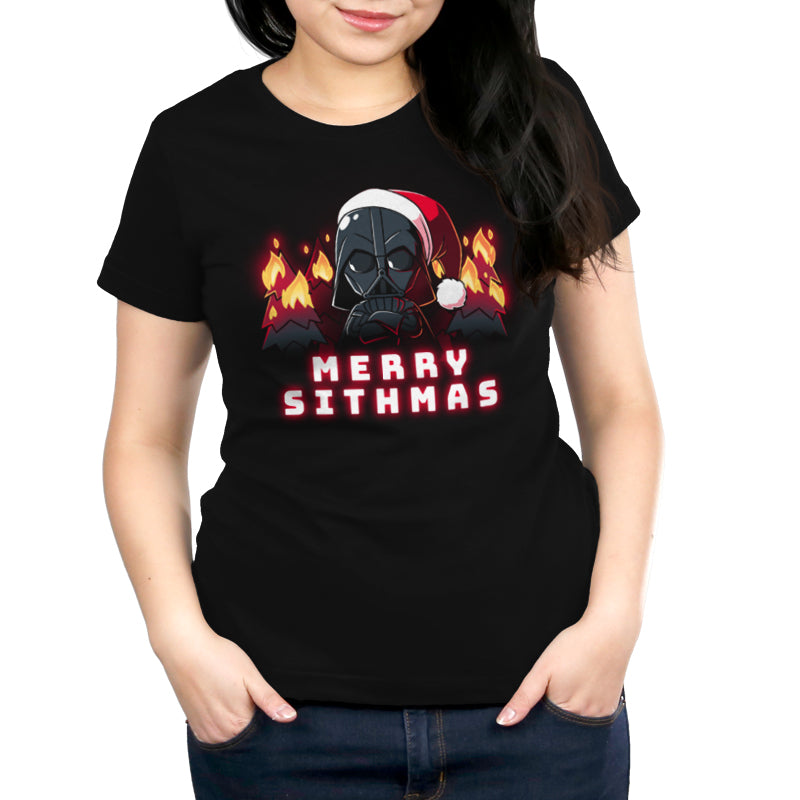 Celebrate Merry Sithmas with this women's t-shirt featuring Darth Vader from Star Wars!