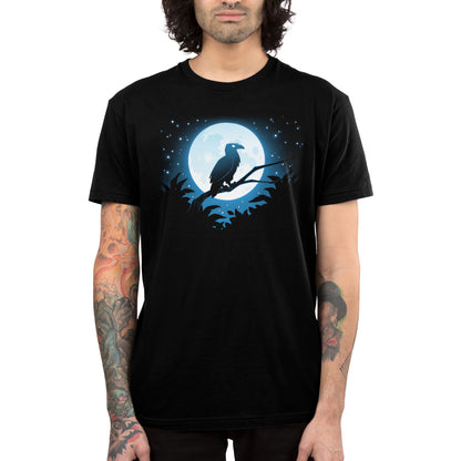 A TeeTurtle Moonlit Raven t-shirt featuring a Moonlit Raven on a branch.