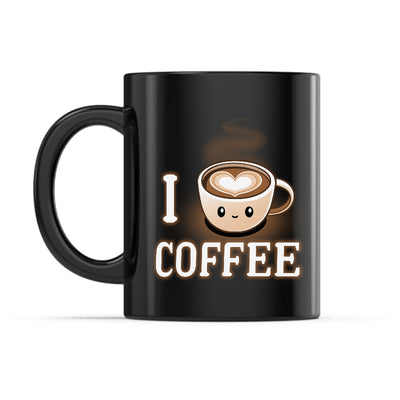 Ceramic Mug_TeeTurtle I <3 Coffee black mug featuring the caption, "I <3 Coffee Mug" with the <3 being a coffee cup with a heart in it.