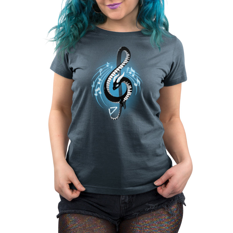 A TeeTurtle women's t-shirt featuring an image of a Musical Dragon.