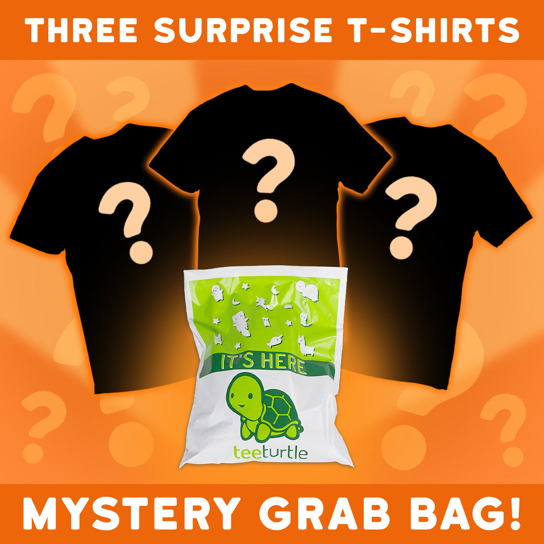 Get ready for a delightful surprise with this Three Shirt Mystery Grab Bag featuring three awesome TeeTurtle t-shirts and an exciting mystery grab bag. Whether you're a fan of the TeeTurtle brand's quirky designs or simply love collecting unique.