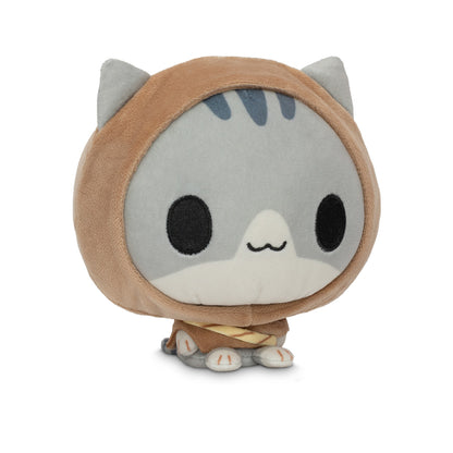Cloudheads: 5" Mystic Moon (Dex) - A smiling plush gray cat wearing a brown hooded outfit, shown against a plain white background 