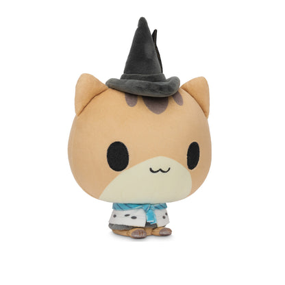 Cloudheads: 5" Mystic Moon (Melody) - A plush toy of a cute cat with a black witch hat and blue scarf, shown on a plain white background