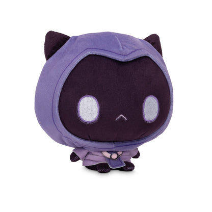 Cloudheads: 5" Mystic Moon (Phantom). A purple and dark purple plush cat with large white oval eyes, and a small stitched frown shown on a white background in 3/4 profile.