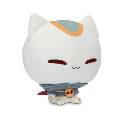 Cloudheads: 5" Mystic Moon (Vampurr). A white plush cat with closed eyes, a blue-gray collar, an orange accent on its head, and a smirk, shown on a white background 