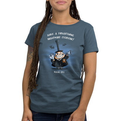 A The Nightmare Before Christmas Have A Frightening Nightmare T-shirt for women featuring a cartoon character.
