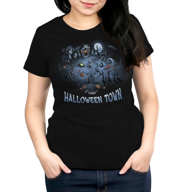 The Nightmare Before Christmas-themed "Visit Halloween Town" women's t-shirt.