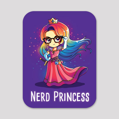 TeeTurtle Nerd Princess Mousepad with cute stickers that include the Nerd Princess Sticker.