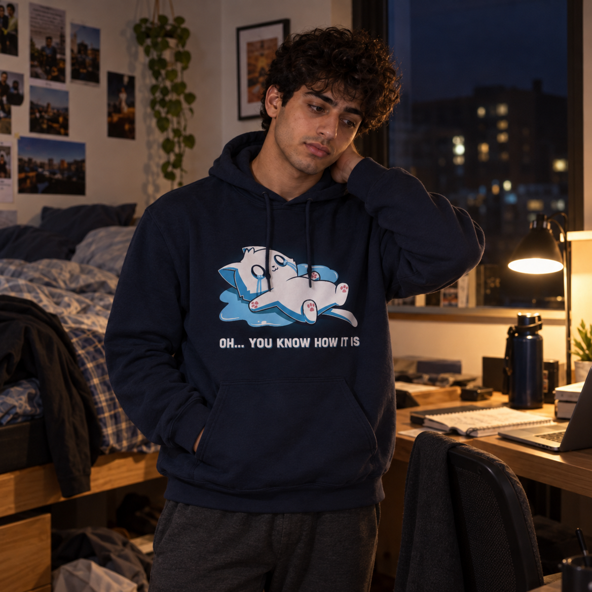 ApparelOh... You Know How It IsShop Oh... You Know How It Is, a funny cat graphic t-shirt featuring an overwhelmed crying kitty. A cute, relatable t-shirt for difficult days.