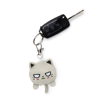 A TeeTurtle Cat Plushie Charm Keychain (Light Gray) featuring a cat plushie.