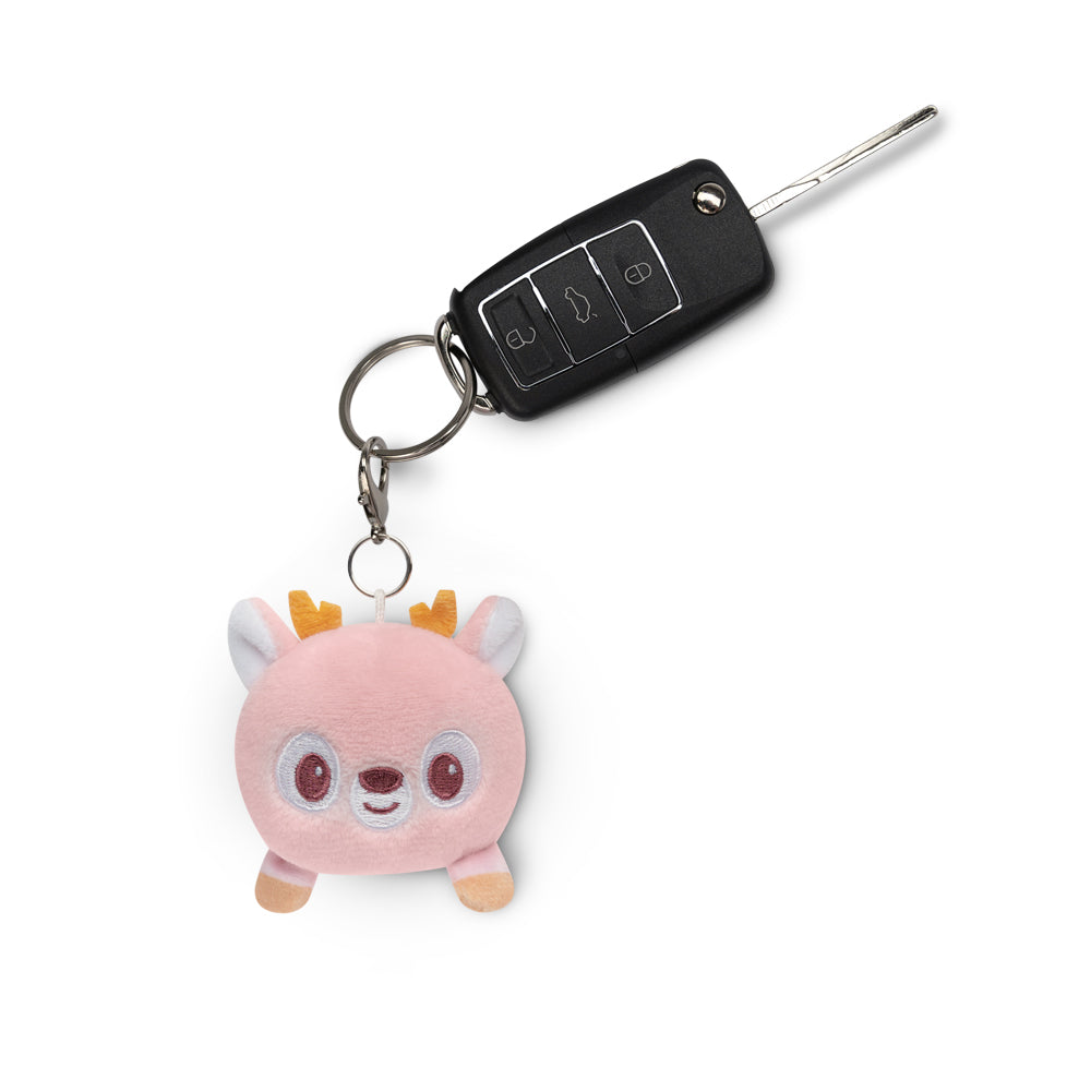 A portable TeeTurtle Deer Plushie Charm Keychain, perfect for pink lovers.