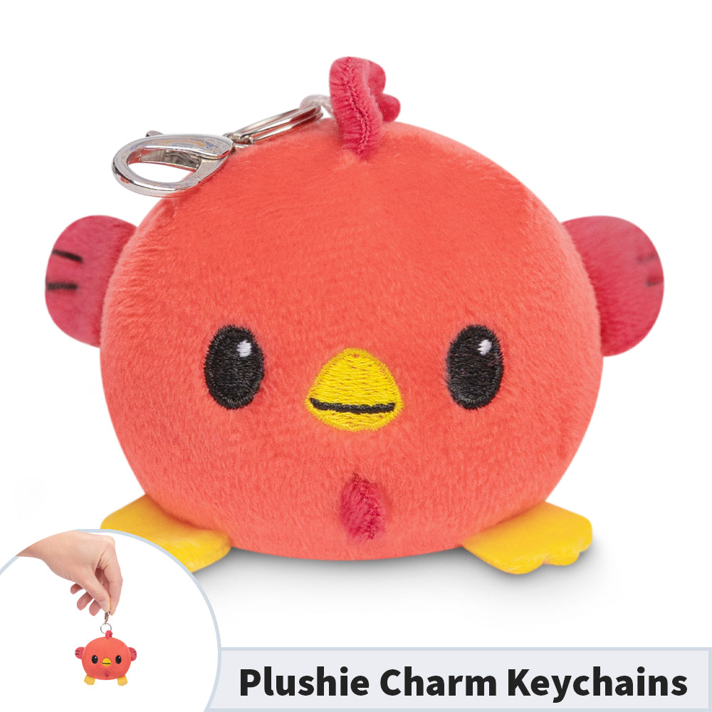 A portable red TeeTurtle Lunar New Year Rooster plushie charm keychain.