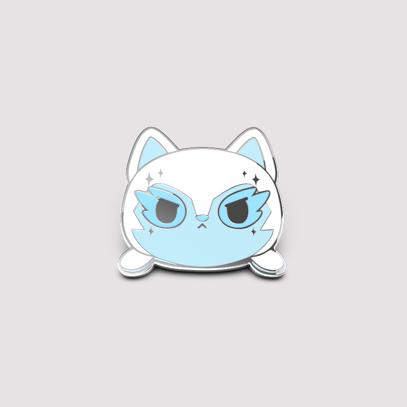 A white cat with blue eyes on a white background, perfect for TeeTurtle's Celestial Wolf Pin or wipe clean products.