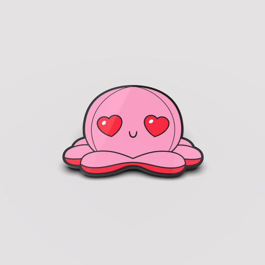 A fangirl's dream - a TeeTurtle Love Light Pink Octopus Pin with heart-shaped looks.
