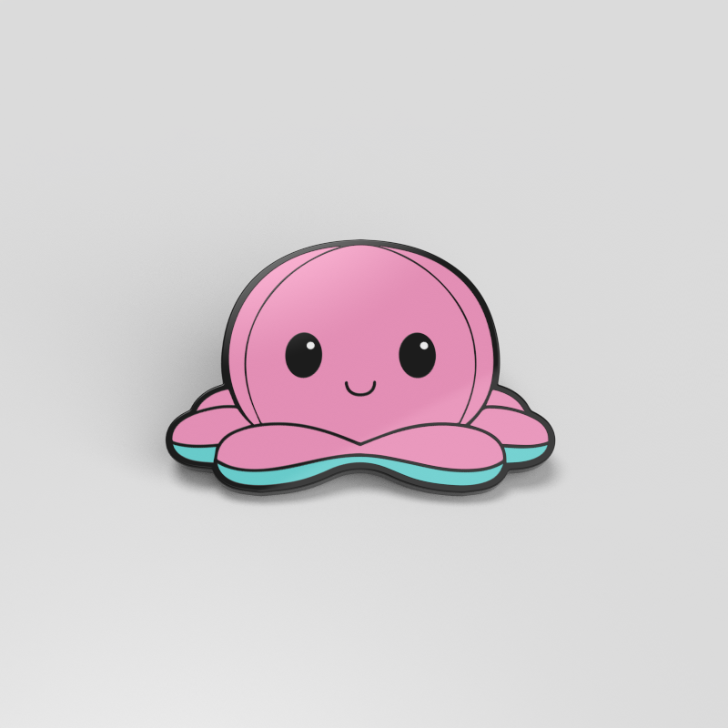 TeeTurtle Happy Light Pink Octopus Pin.