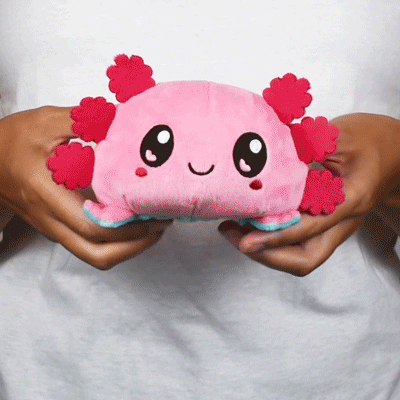 TeeTurtle Reversible Axolotl Plushie (Pink Aqua Worried)
