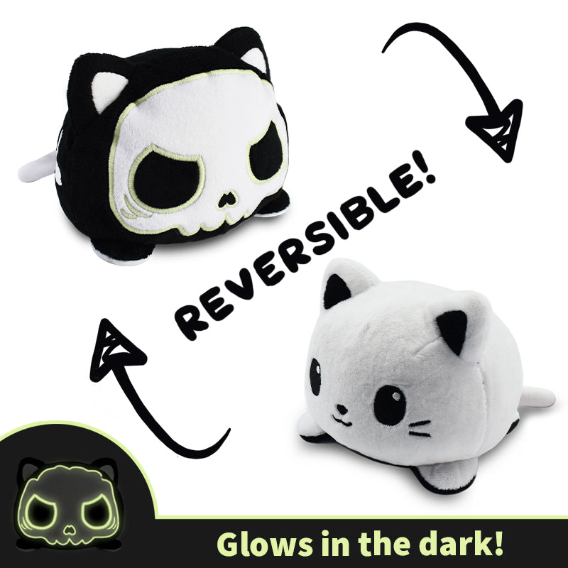 TeeTurtle presents the TeeTurtle Reversible Cat Plushie (Skeleton Glow), perfect for all mood plushie enthusiasts. This adorable toy not only changes its appearance with a simple flip but also glows in the dark, adding.