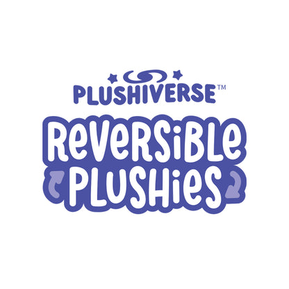 Logo of "Plushiverse Floppy Bunny 4" Reversible Plushie" with stylized text and decorative elements. (TeeTurtle)