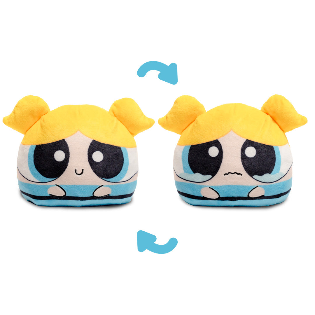 Bubbles 4-inch reversible plush with blonde pigtails, blue outfit, and a happy smiling expression.