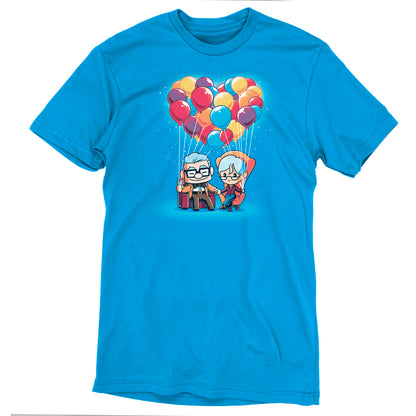 An officially licensed Disney t-shirt featuring Carl and Ellie holding balloons.