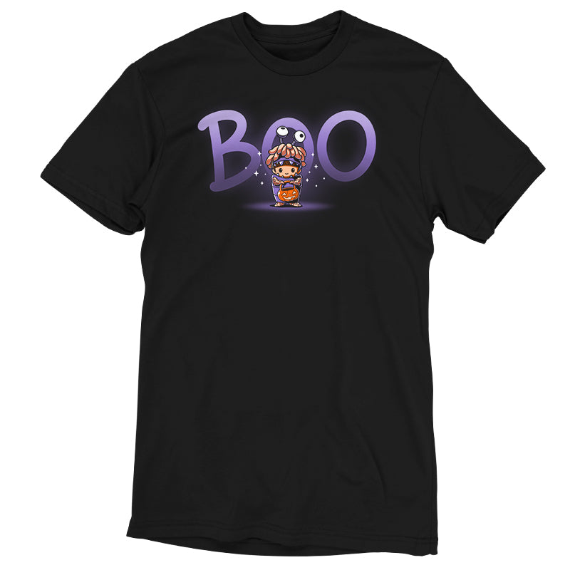A black women's t-shirt with the word "Boo's Halloween Costume" by Pixar on it.