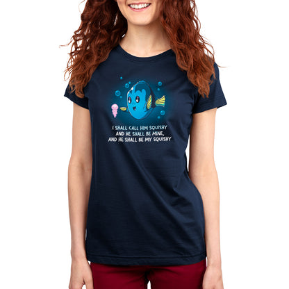 An officially licensed women's t-shirt featuring an image of I Shall Call Him Squishy, the beloved fish from Pixar.