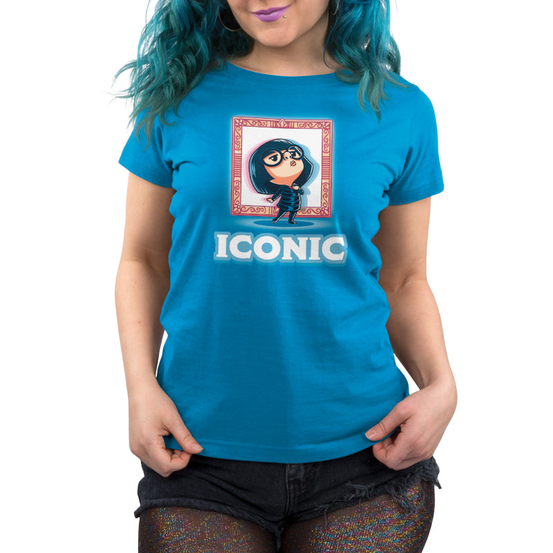 An officially licensed Disney women's t-shirt with the word Iconic Edna Mode, featuring Edna "E" Mode.