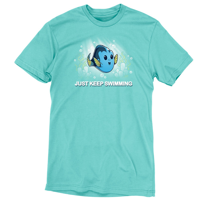 Officially licensed Disney/Pixar "Just Keep Swimming" t-shirt.