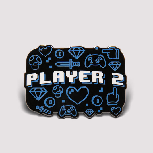 TeeTurtle's Player 2 Pin featuring Player 2 on their journey alongside Player 1.