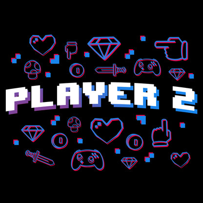 The TeeTurtle logo for Player 2 on a black background with Mens Tee.