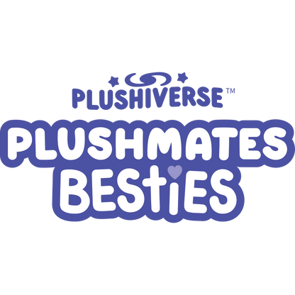 The logo for the Plushiverse Fancy Feline Plushmates Besties by TeeTurtle features adorable plushie keychains that can also be used as bag charms.