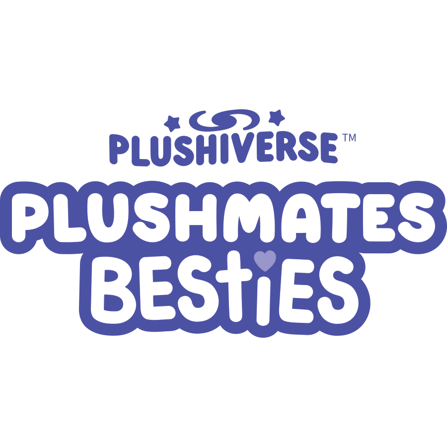 The logo for the Plushiverse Fancy Feline Plushmates Besties by TeeTurtle features adorable plushie keychains that can also be used as bag charms.