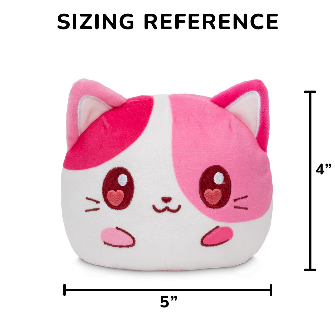 Valentine Present Cat 4" Reversible Plushie with a sizing reference of 4 inches in height