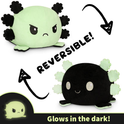 TeeTurtle Reversible Axolotl Plushie (Green Glow + Black)