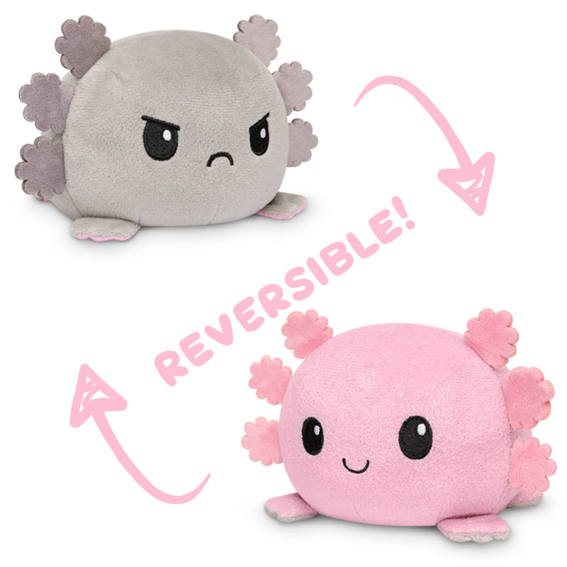 A TeeTurtle Reversible Axolotl Plushie (Gray + Pink Sparkle), perfect for those who love mood plushies.