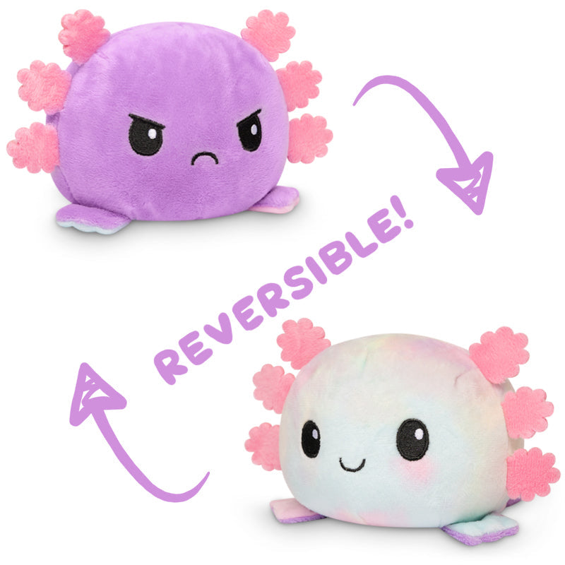 A TeeTurtle Reversible Axolotl Plushie (Purple + Tie-Dye) from TeeTurtle.