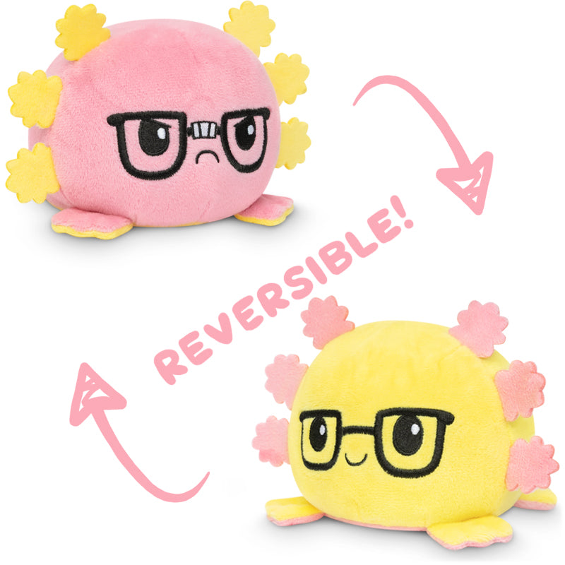 A TeeTurtle TikTok-famous reversible axolotl plushie available in pink and yellow, perfect for mood plushies enthusiasts.