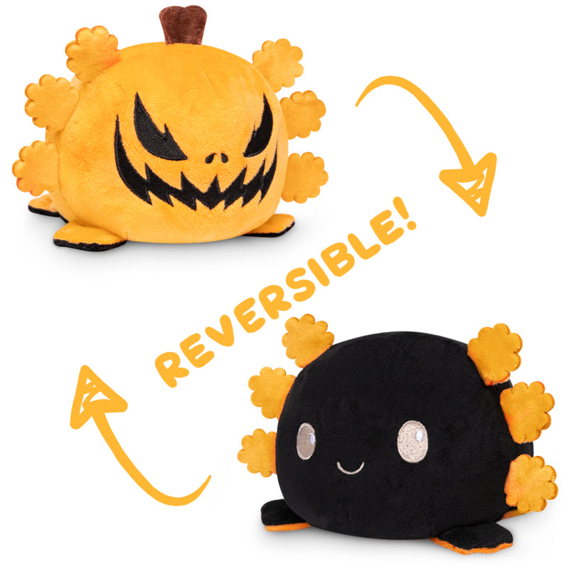 Reversible Halloween mood plushie spider toy by TeeTurtle can be replaced with: 
 "TeeTurtle Reversible Axolotl Plushie (Jack-o-Lantern)