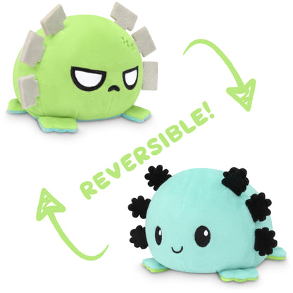 This TeeTurtle Reversible Axolotl Plushie (Monster), made by TeeTurtle, is a vibrant combination of green and blue.