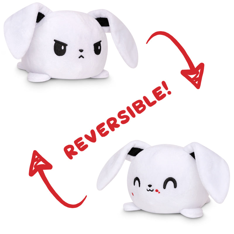 Introducing the TeeTurtle Reversible Killer Bunny Plushie - a must-have addition to any mood plushie collection. This adorable and versatile toy is not only cuddly but can also be flipped inside.