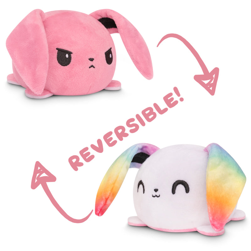 Two TeeTurtle Reversible Bunny Plushies (Rainbow Ears).