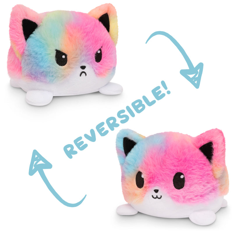 Two TeeTurtle Reversible Fox Plushies (Fuzzy Tie-Dye) featuring a fox design.