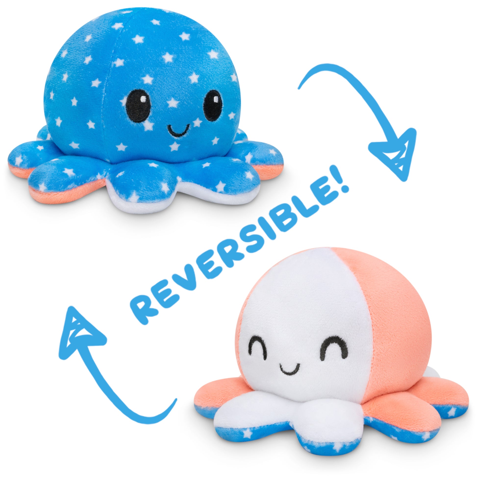 TikTok viral sensation, these TeeTurtle Reversible Octopus Plushies (Stars + Stripes) feature two reversible octopus toys.