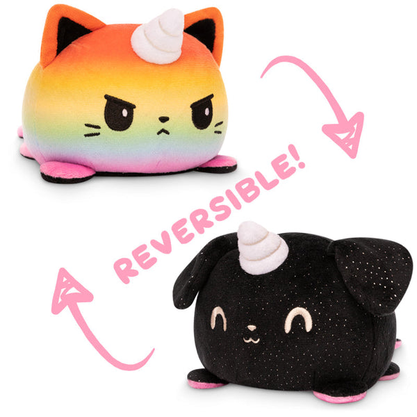 TeeTurtle Reversible Kittencorn & Puppicorn Plushie (Rainbow + Black S