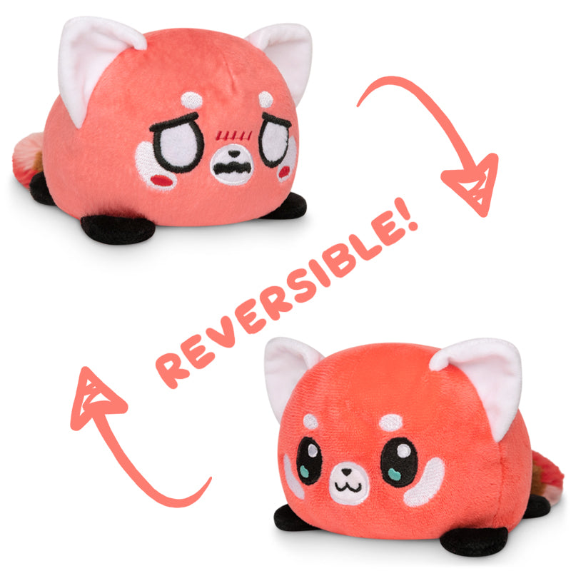 Two TeeTurtle Reversible Red Panda Plushies (Light Red + Red) for various moods.