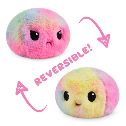 Two TeeTurtle Reversible Ball Plushies (Fuzzy Tie-Dye), one being a reversible ball plushie and the other being a mood plushie.