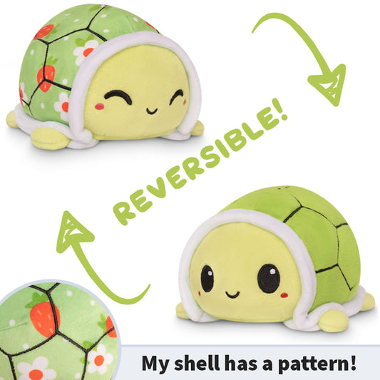 My shell has a pattern - TeeTurtle Reversible Turtle Plushie (Strawberries & Flowers Shell) by TeeTurtle.