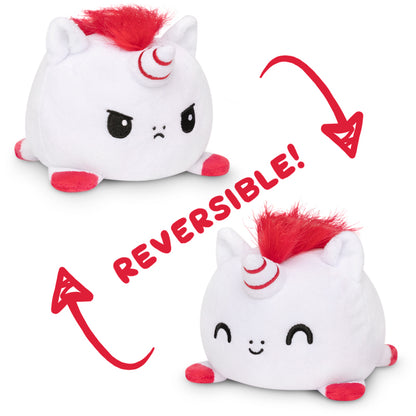 Two TeeTurtle Reversible Unicorn Plushies with Candy Cane Horns, perfect for mood plushie collectors or fans of TeeTurtle.