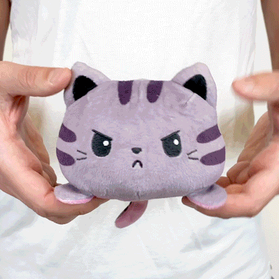 A person holding a TeeTurtle Reversible Cat & Kittencorn Plushie.